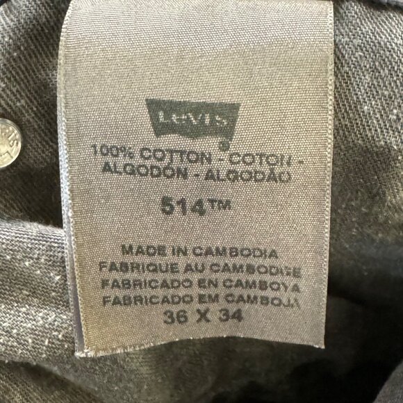 VTG Levi's 514 Jeans Men's 36x34 Black Straight Fit Stretch Denim White Tab - Picture 2 of 9